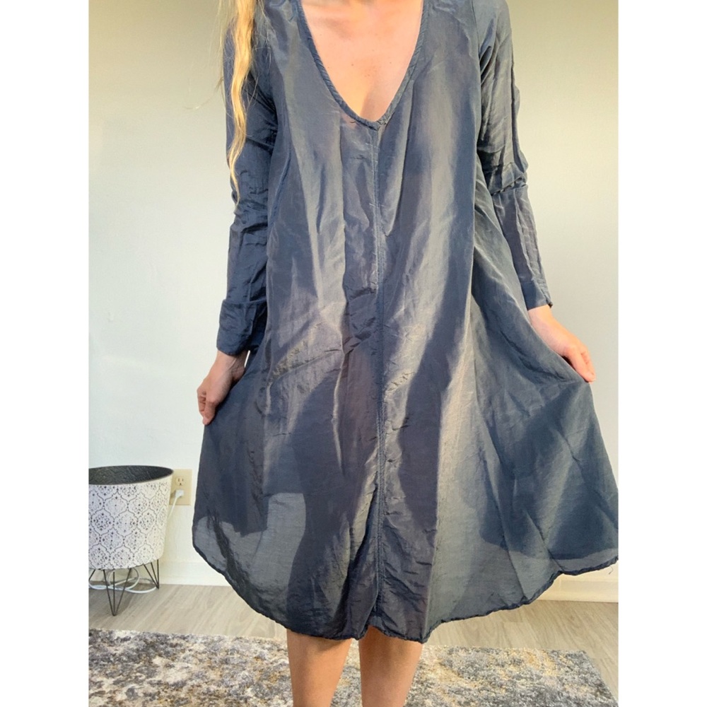 CP Shades Sheer Teal Midi Shift Dress
